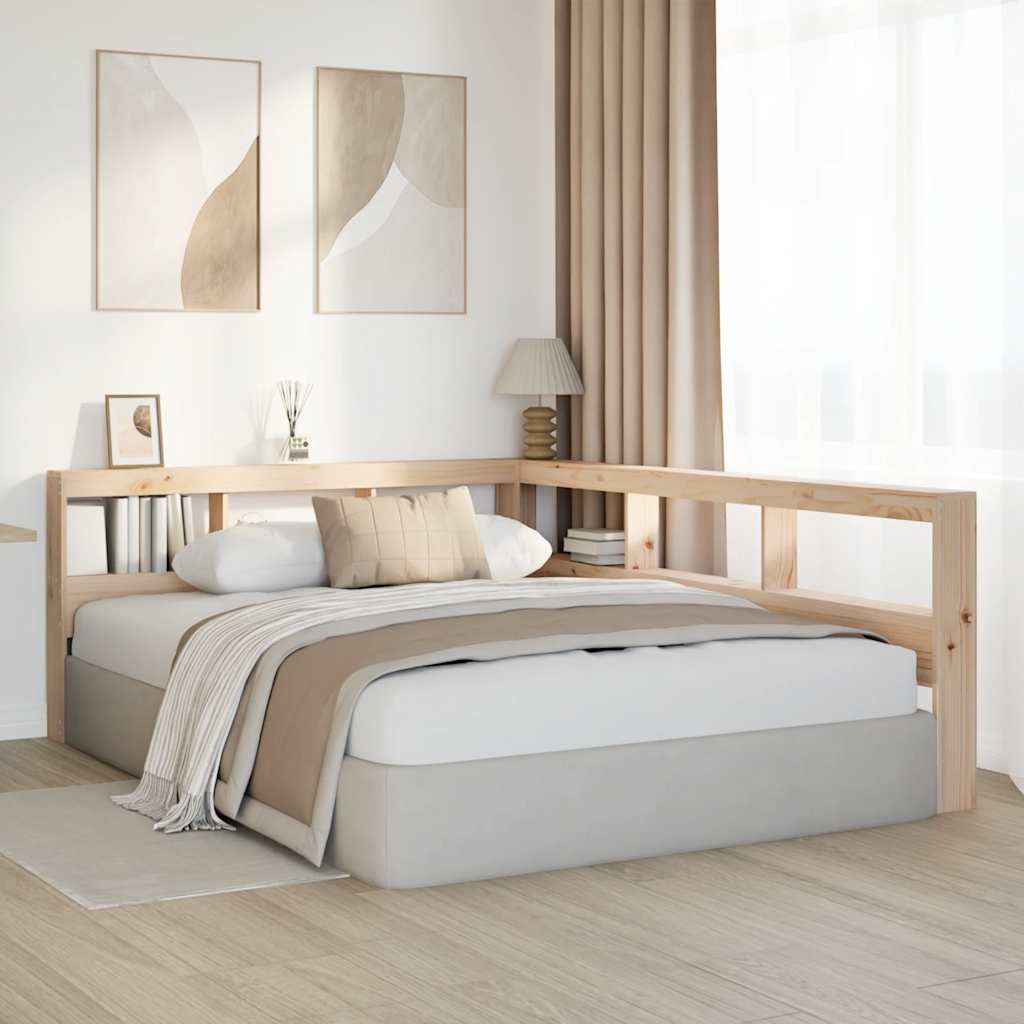 Tête de lit de bibliothèque en forme de L bois massif de pin - XIOS