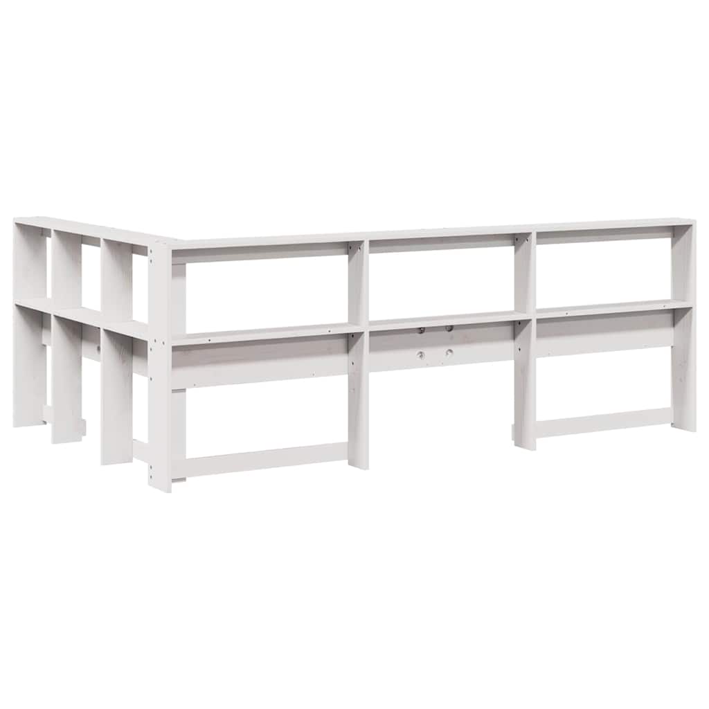 Tête de lit de bibliothèque en forme de L bois massif de pin - XIOS