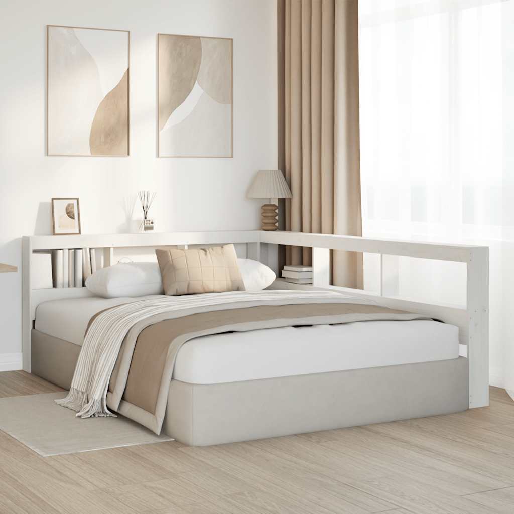 Tête de lit de bibliothèque en forme de L bois massif de pin - XIOS