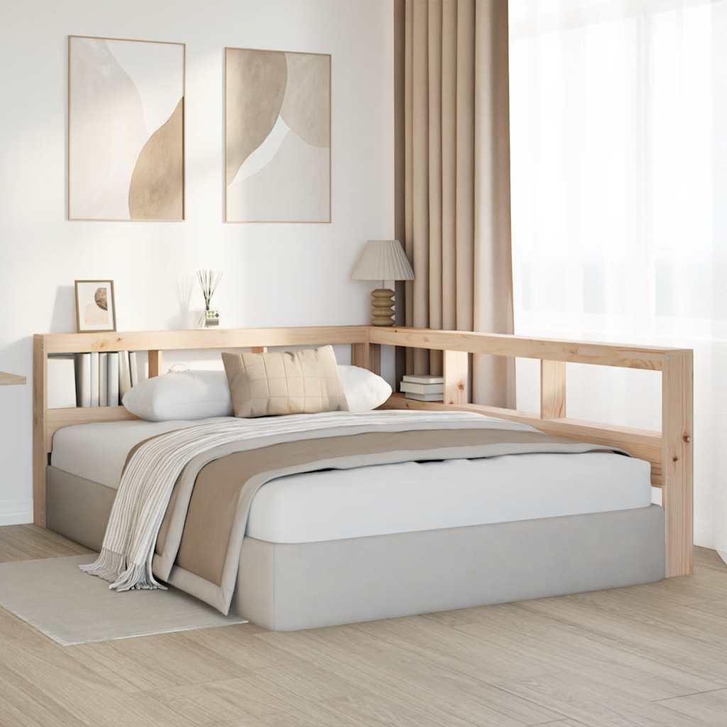 Tête de lit de bibliothèque en forme de L 135cm bois massif pin - XIOS