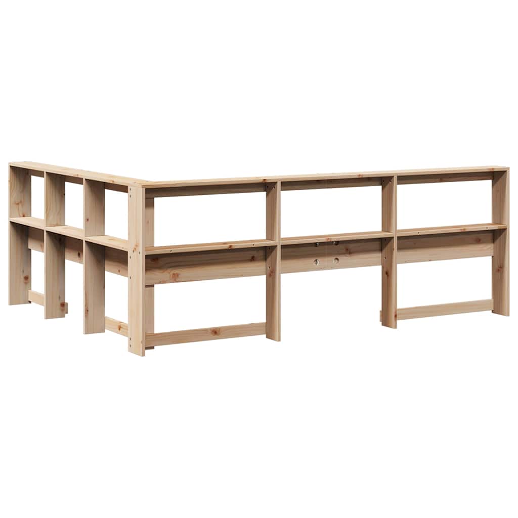 Tête de lit de bibliothèque en forme de L 135cm bois massif pin - XIOS