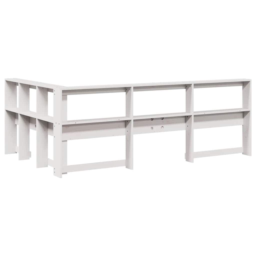 Tête de lit de bibliothèque en forme de L bois massif de pin - XIOS