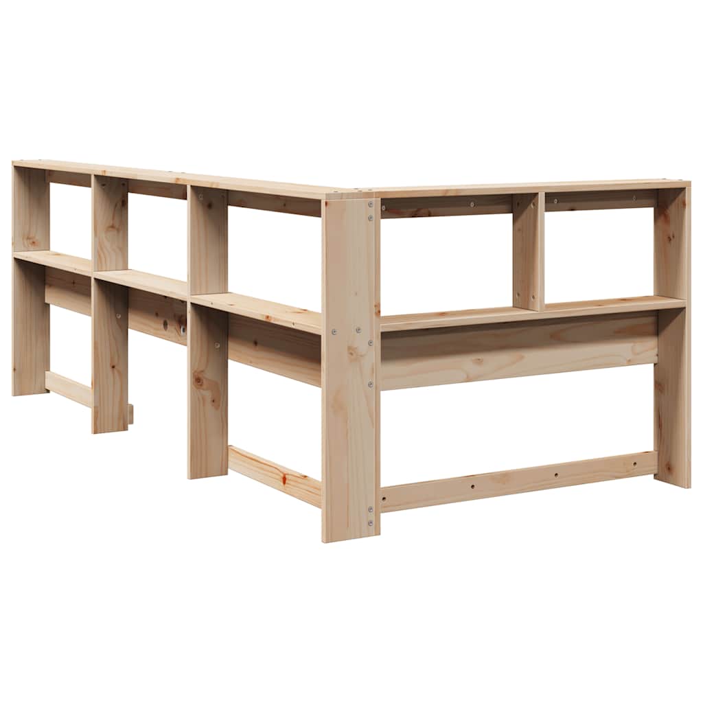 Tête de lit de bibliothèque en forme de L bois massif de pin - XIOS