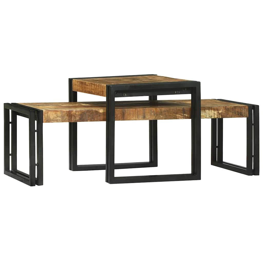 Table basse 2 pcs Marron bois de manguier massif - XIOS