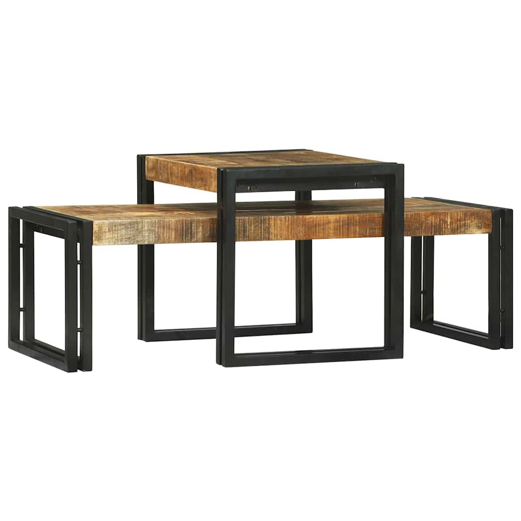 Table basse 2 pcs Marron bois de manguier massif - XIOS