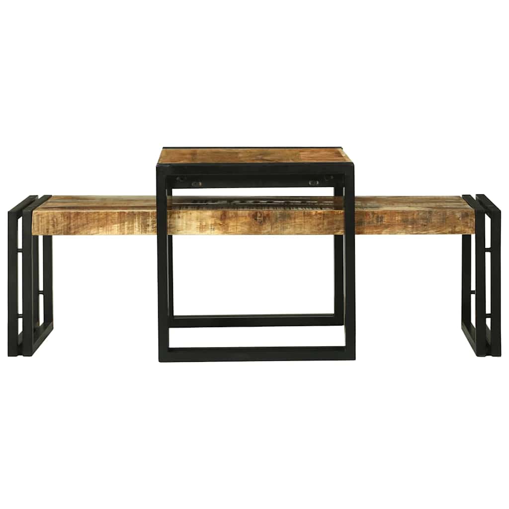 Table basse 2 pcs Marron bois de manguier massif - XIOS