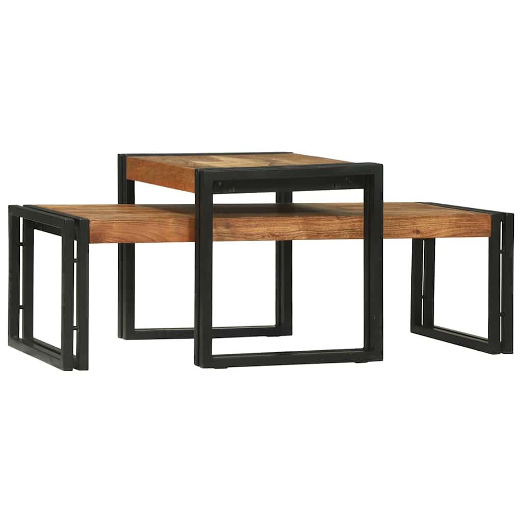 Table basse 2 pcs Marron 48 x 40 x 40 cm Bois d'acacia massif - XIOS