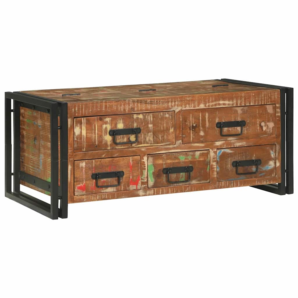 Table basse Marron 90 x 50 x 38 cm bois de récupération massif - XIOS