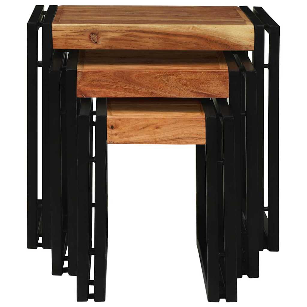 Table Gigogne 3 pcs Bois d'acacia solide et un métal - XIOS