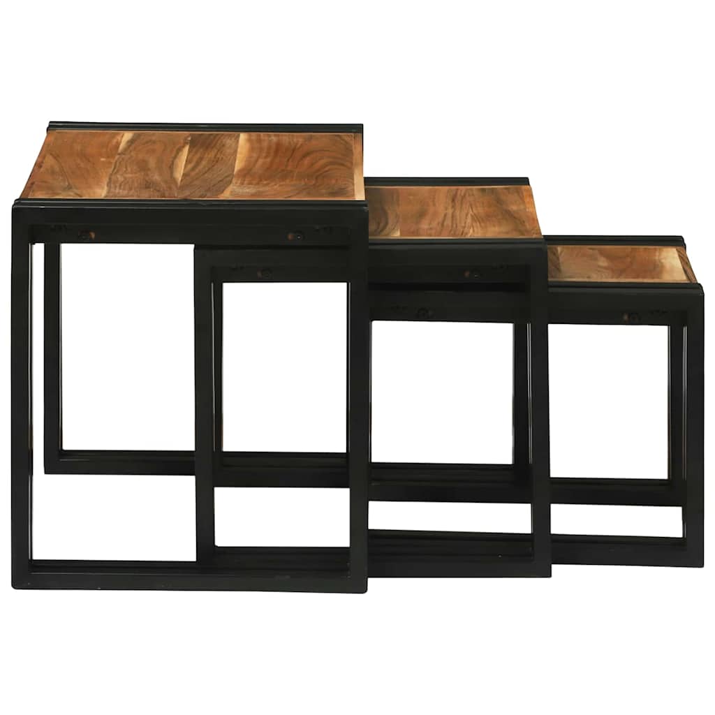 Table Gigogne 3 pcs Bois d'acacia solide et un métal - XIOS