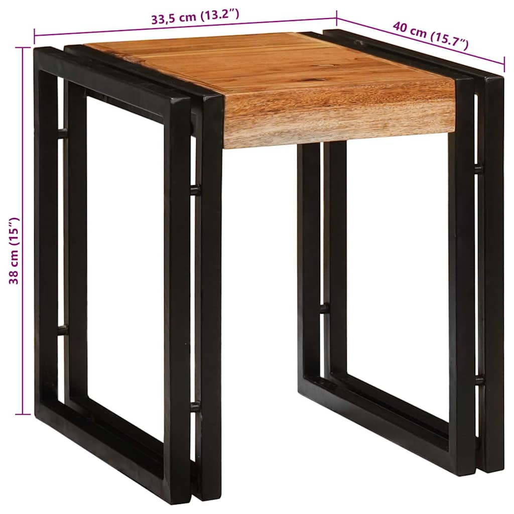 Tables d'appoint 3 pcs Marron et noir Bois d'acacia massif - XIOS