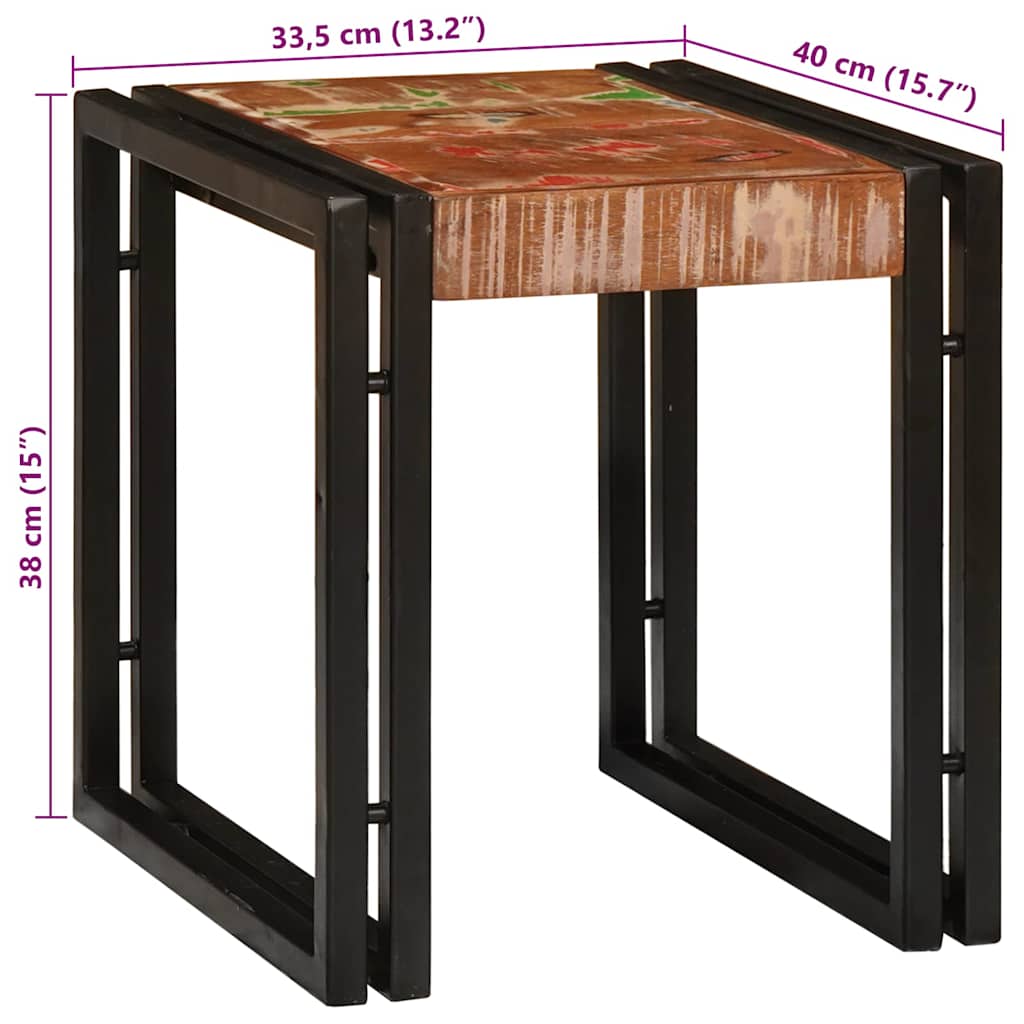 Table Gigogne 3 pcs Marron et noir bois de récupération massif - XIOS