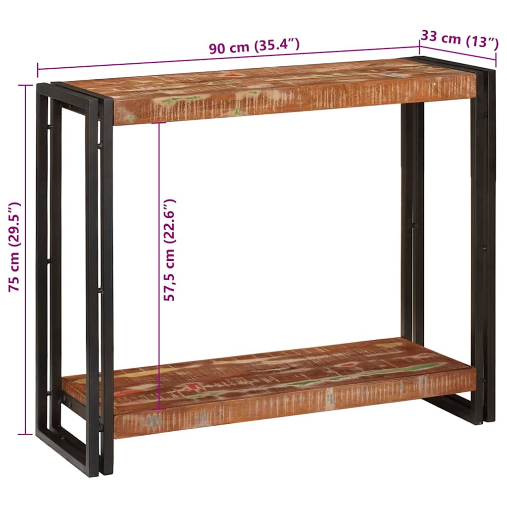 Table console 90 x 33 x 75 cm bois de récupération massif - XIOS
