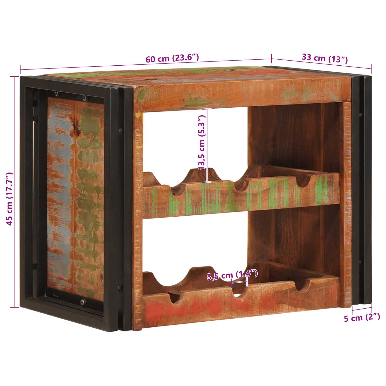 Étagère à vin Marron 60 x 45 x 33 cm Bois récupéré massif - XIOS