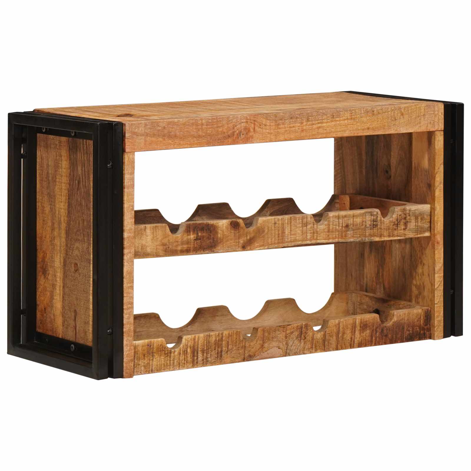 Étagère à vin Marron 80 x 45 x 33 cm Bois de mangue brut solide - XIOS