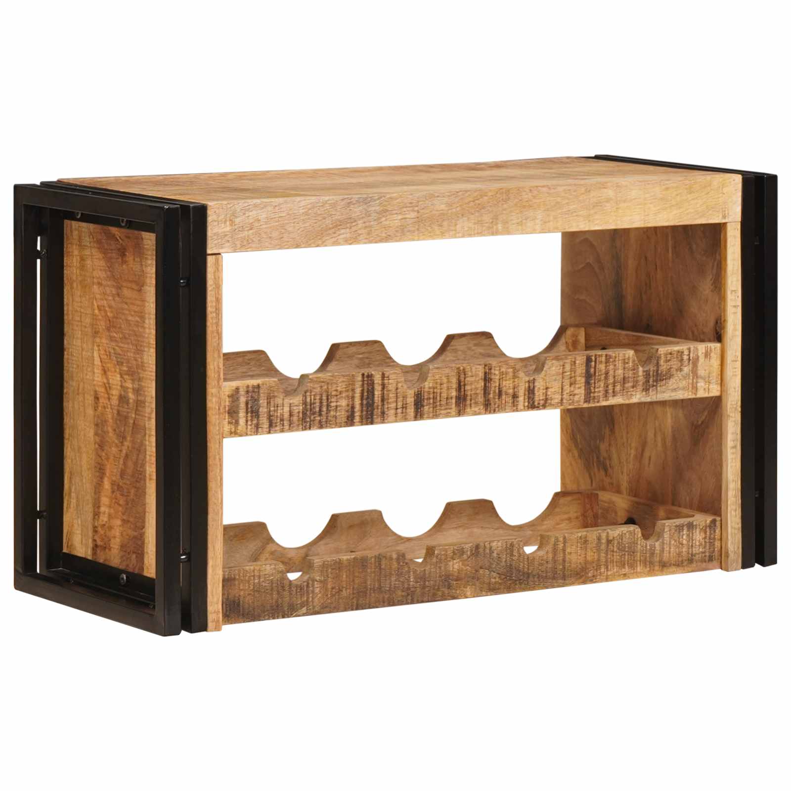 Étagère à vin Marron 80 x 45 x 33 cm Bois de mangue brut solide - XIOS