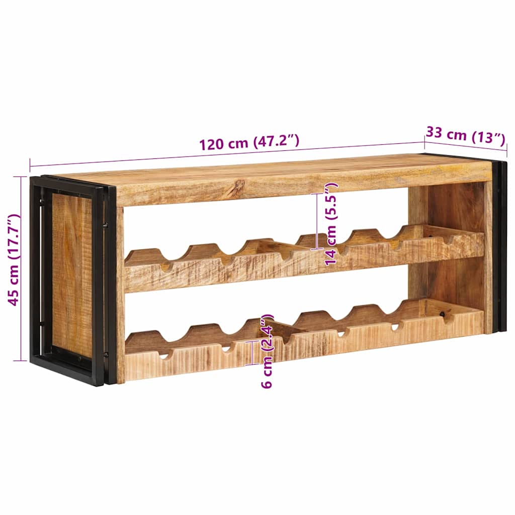 Étagère à vin 100 x 45 x 33 cm Bois de mangue brut solide - XIOS