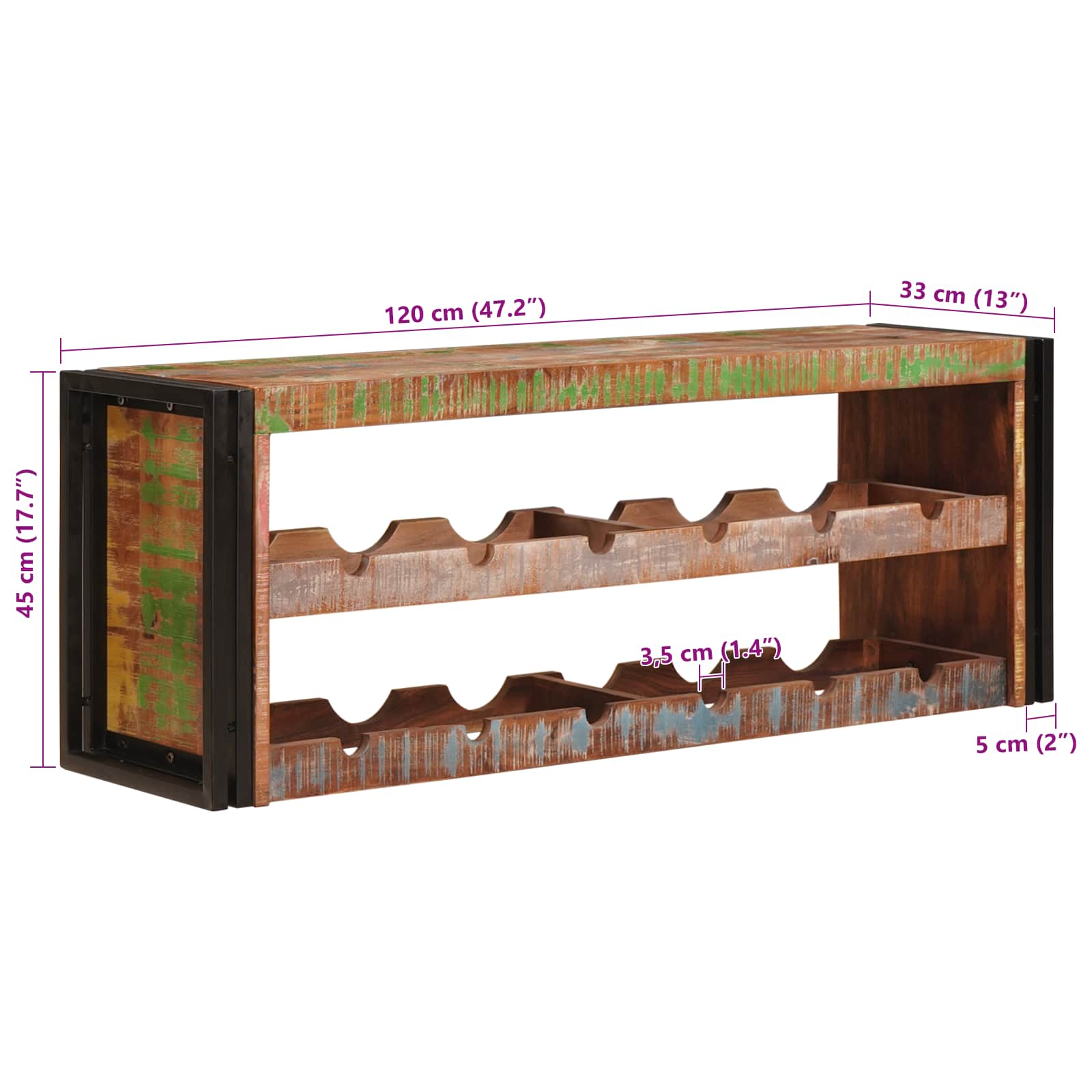Étagère à vin Marron 120 x 45 x 33 cm Bois récupéré massif - XIOS