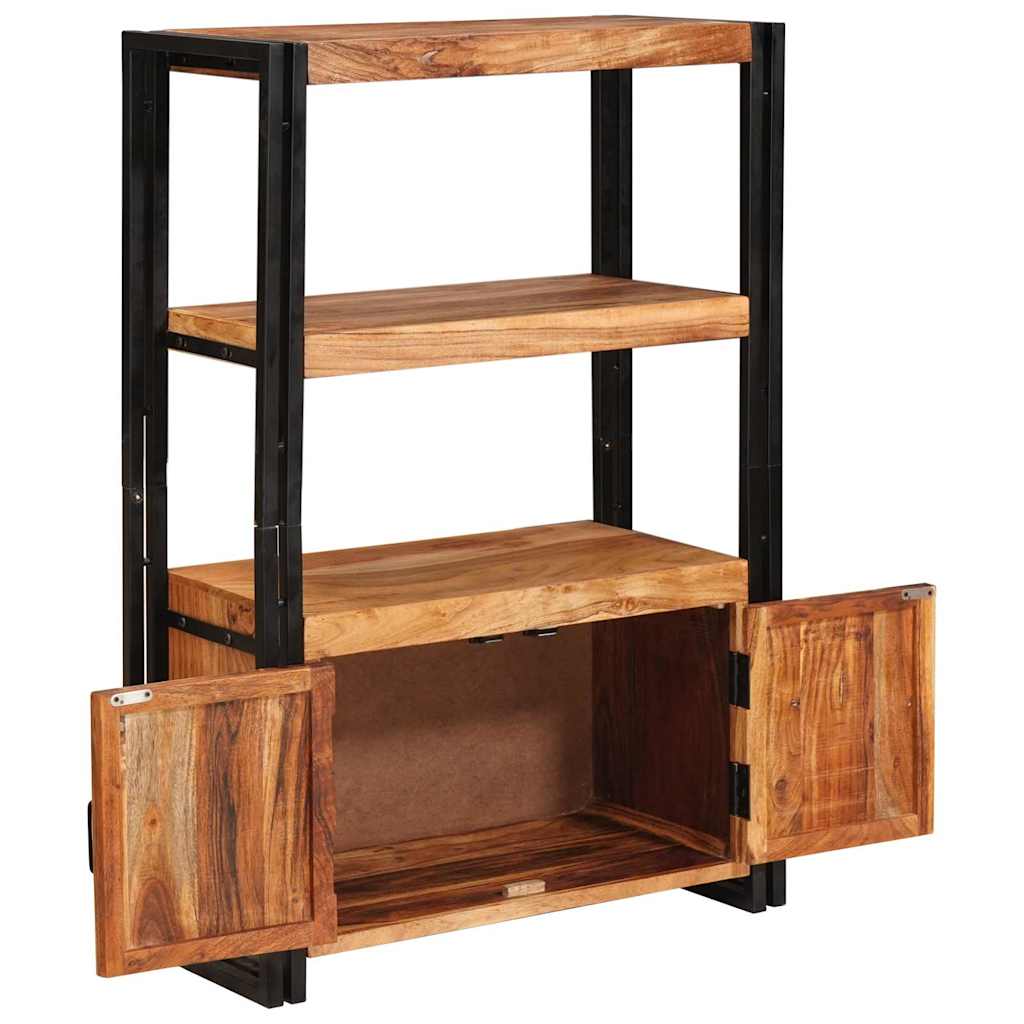 Bibliothèque avec portes Marron Bois d'acacia massif et métal - XIOS