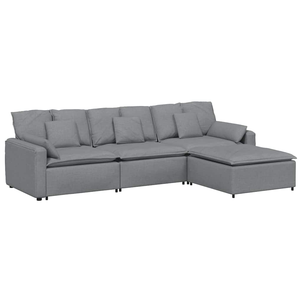 Canapé modulable avec repose-pieds et coussins gris clair - XIOS