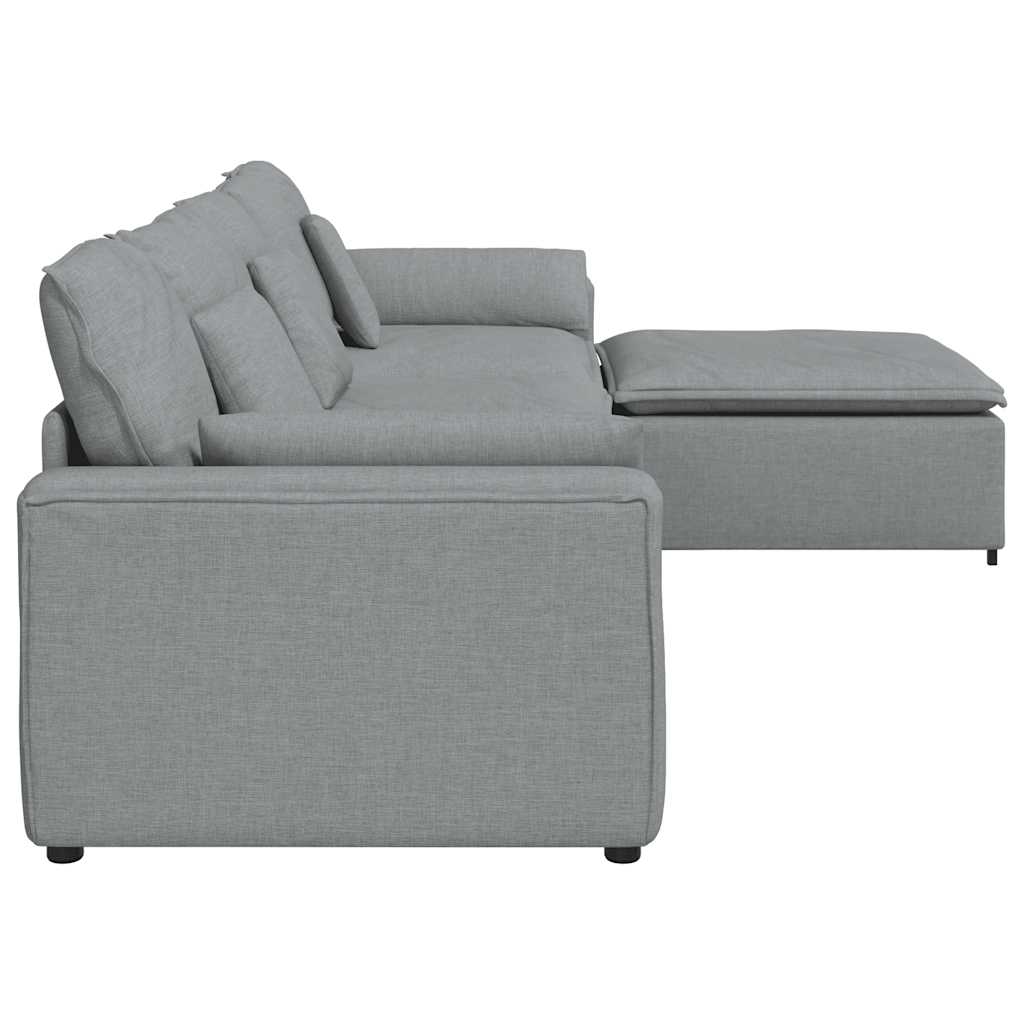 Canapé modulable avec repose-pieds et coussins gris clair - XIOS