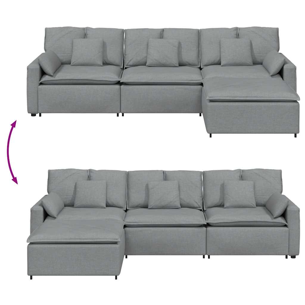 Canapé modulable avec repose-pieds et coussins gris clair - XIOS