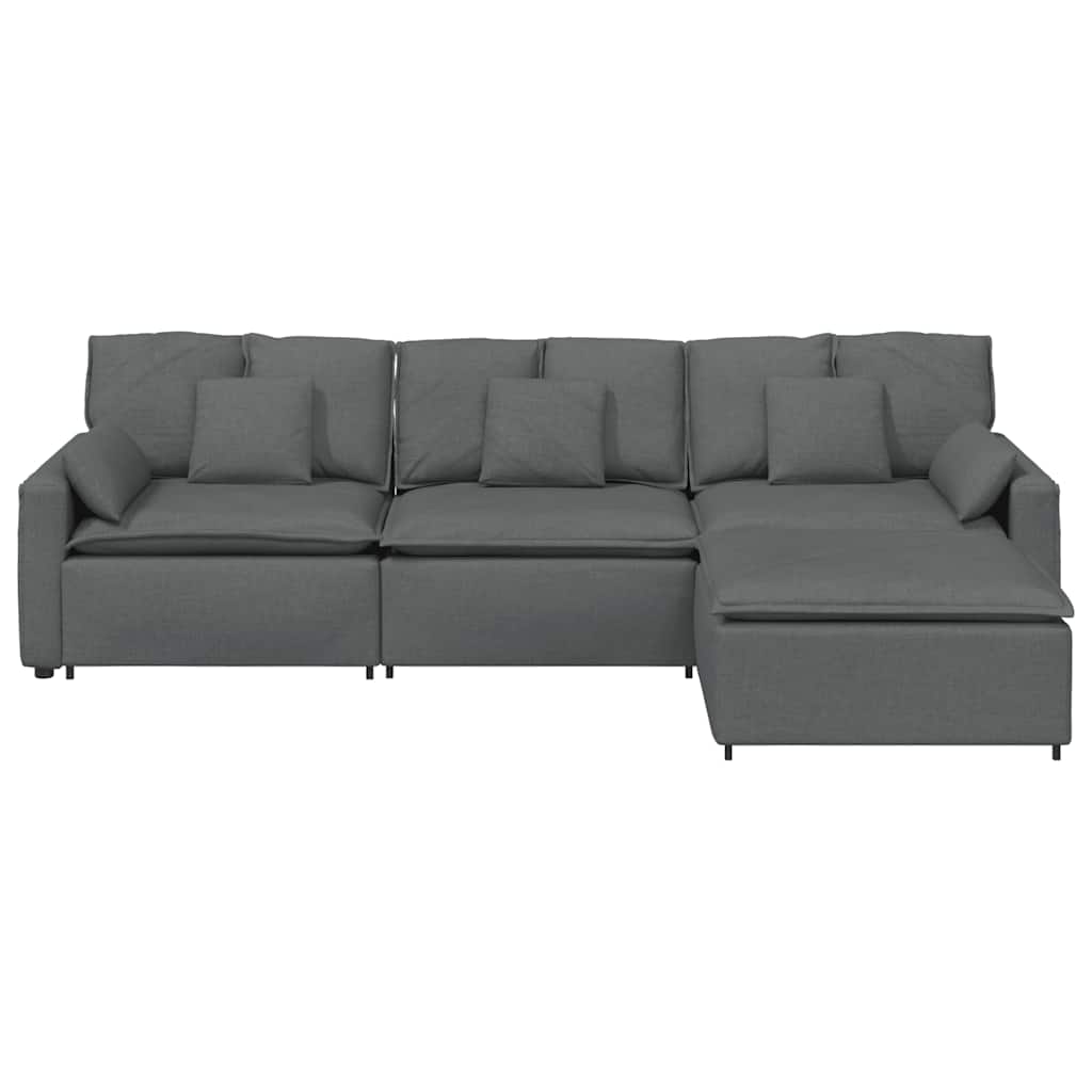 Canapé modulable avec repose-pieds et coussins gris foncé - XIOS