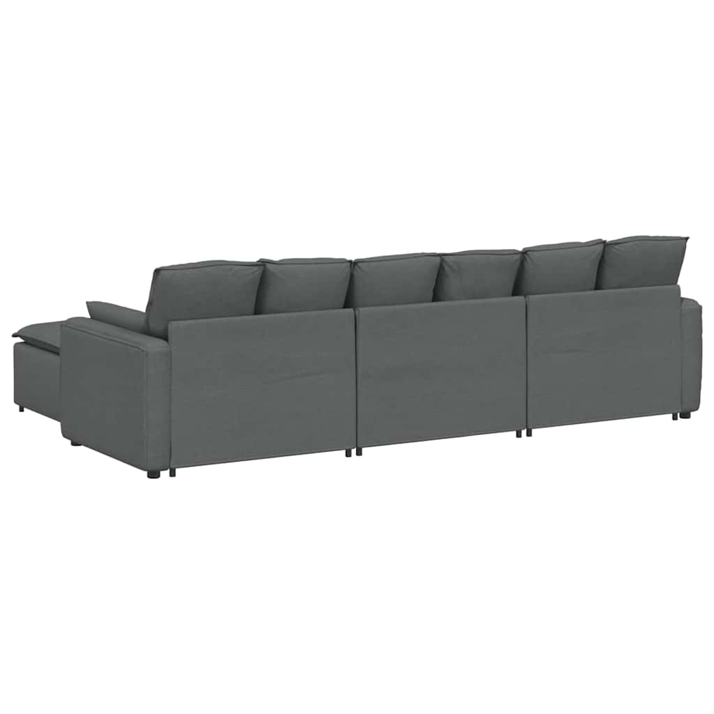 Canapé modulable avec repose-pieds et coussins gris foncé - XIOS