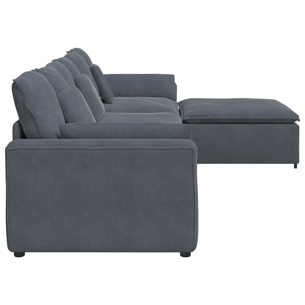 Canapé modulaire avec repose-pieds et coussins gris foncé - XIOS