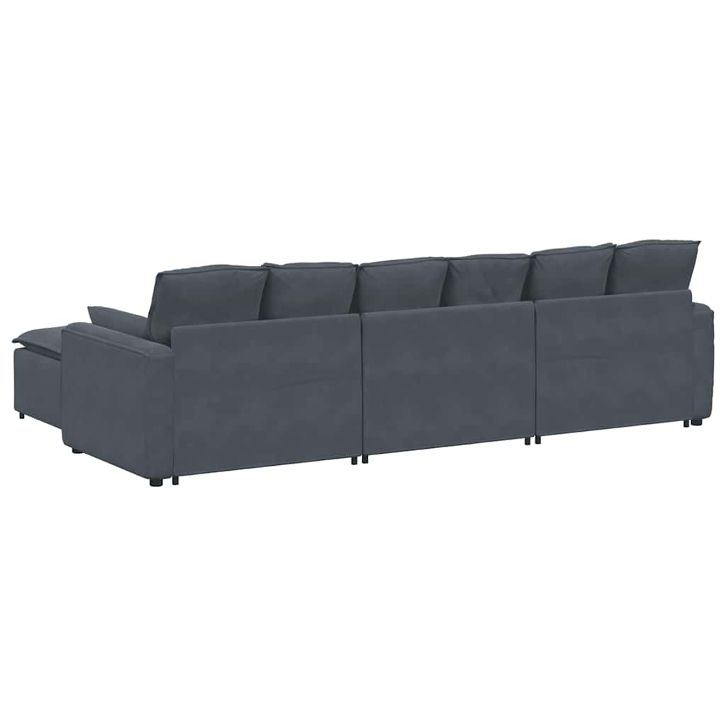 Canapé modulaire avec repose-pieds et coussins gris foncé - XIOS
