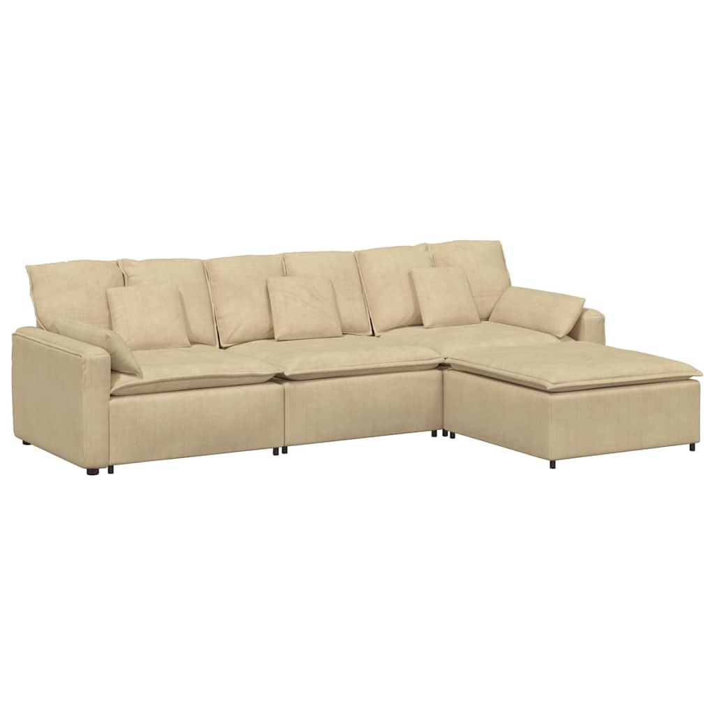 Canapé modulable avec repose-pieds et coussins gris-vert - XIOS