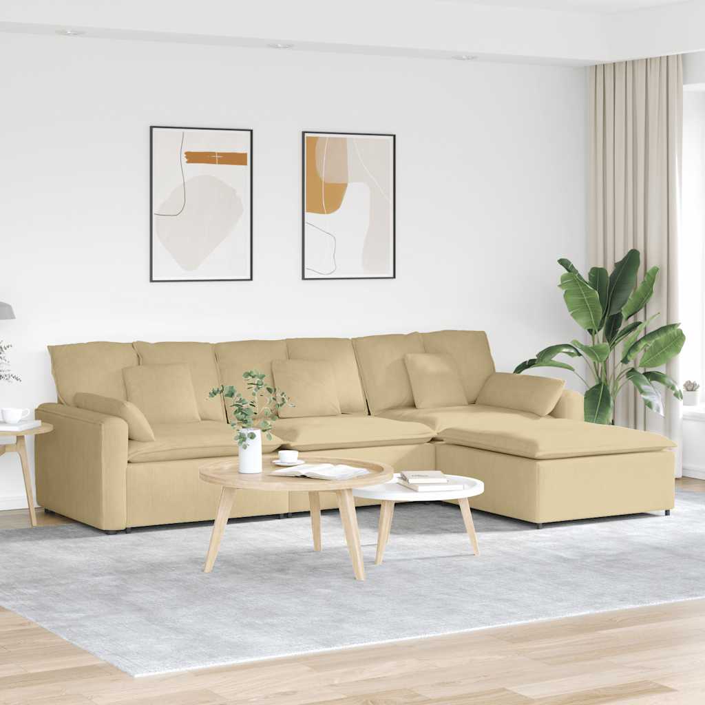 Canapé modulable avec repose-pieds et coussins gris-vert - XIOS