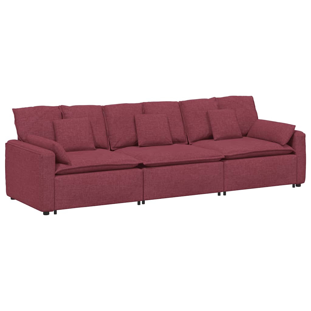Canapé modulable avec coussins rouge bordeaux - XIOS