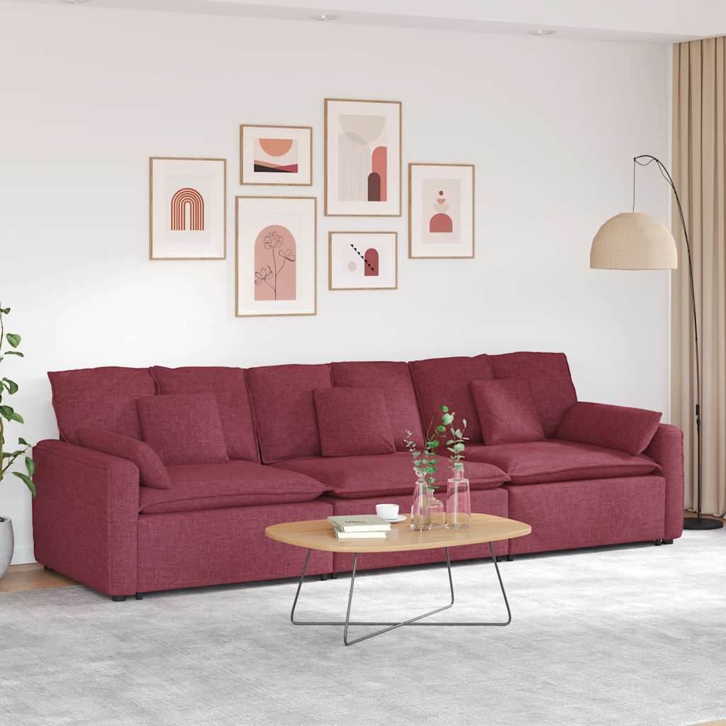 Canapé modulable avec coussins rouge bordeaux - XIOS