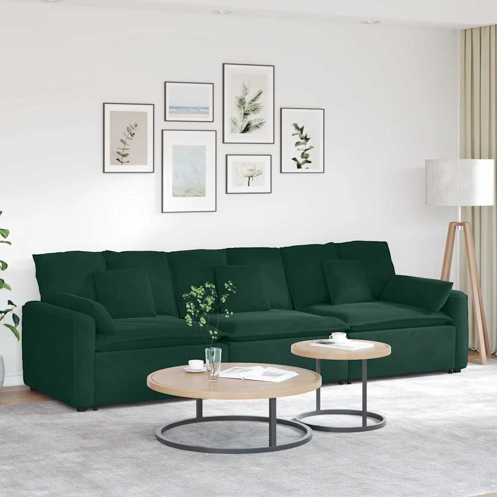 Canapé modulable avec coussins vert foncé - XIOS