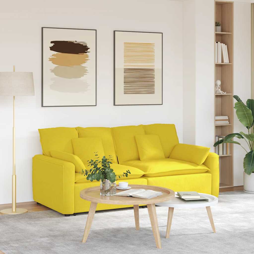 Canapé modulable avec coussins jaune clair - XIOS