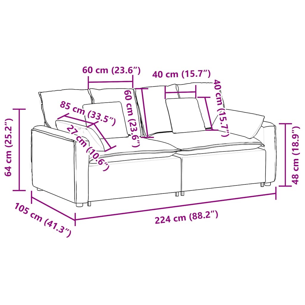 Canapé modulable avec coussins couleur crème - XIOS