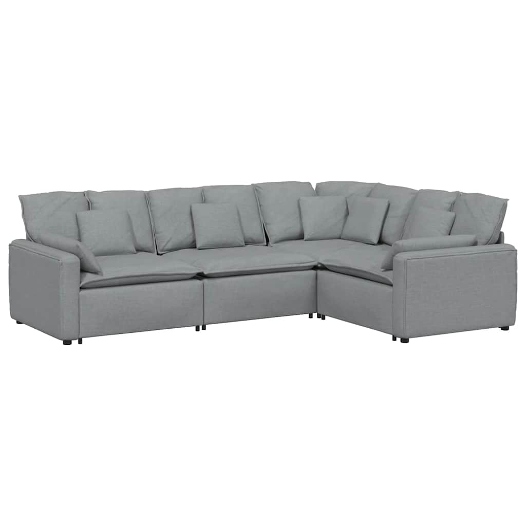 Canapé modulable avec coussins en tissu gris clair - XIOS