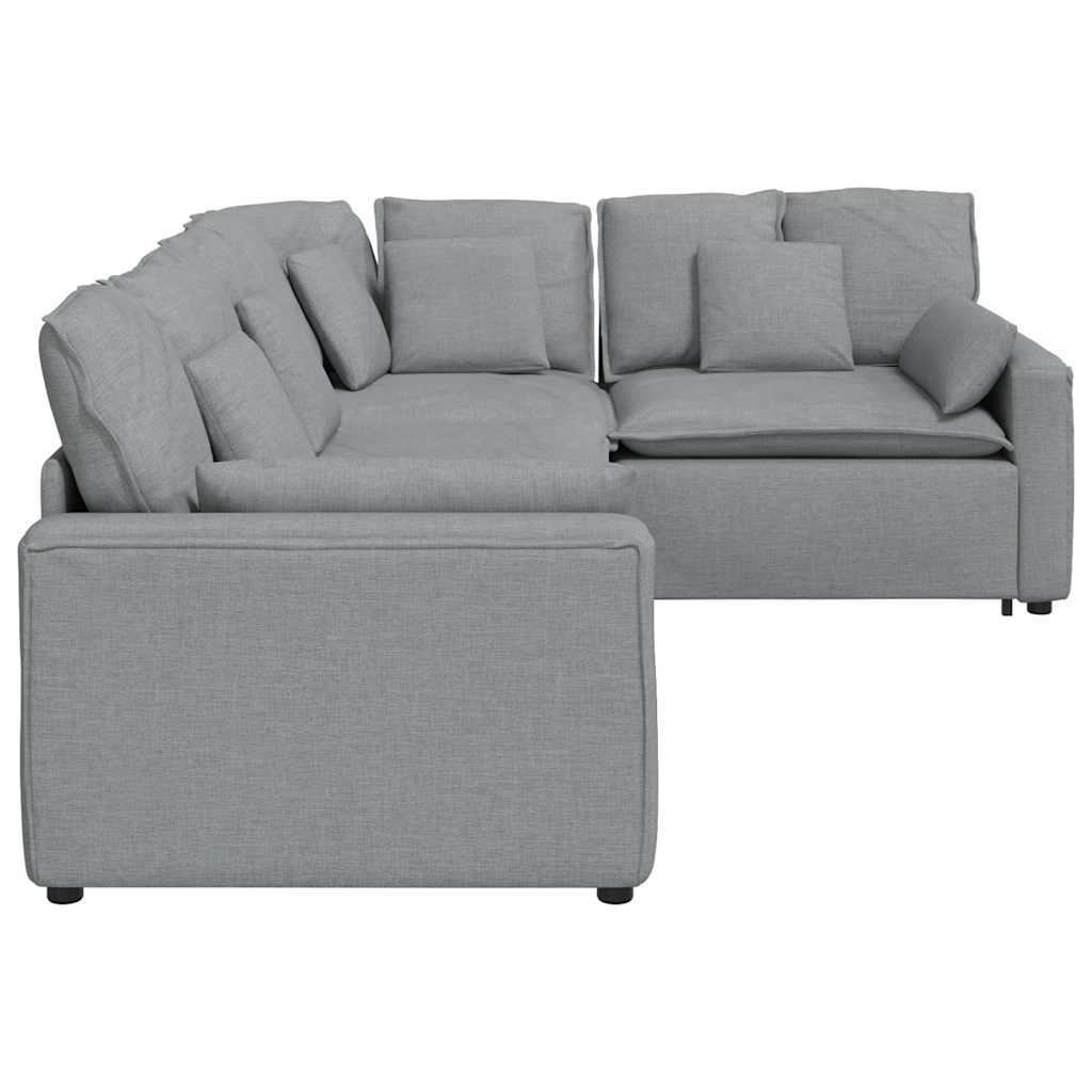 Canapé modulable avec coussins en tissu gris clair - XIOS