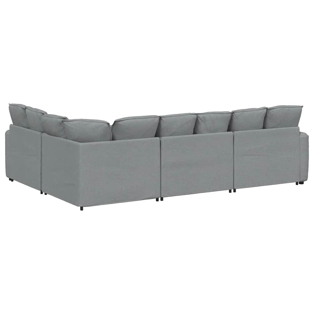 Canapé modulable avec coussins en tissu gris clair - XIOS
