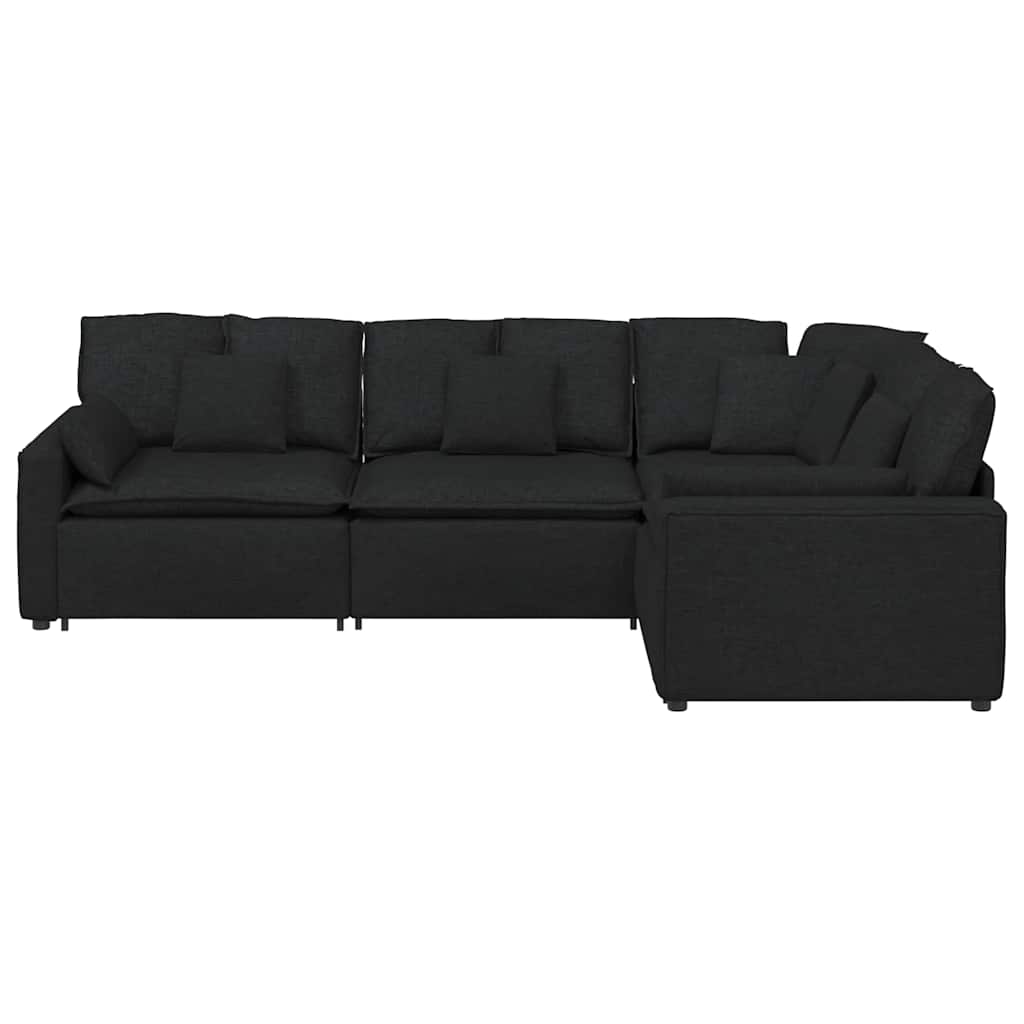 Canapé modulable avec coussins en tissu noir - XIOS
