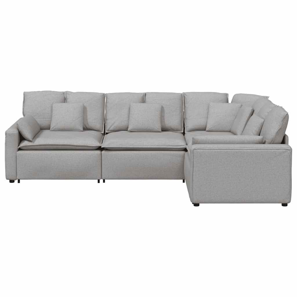 Canapé modulable avec coussins en tissu gris nuage - XIOS