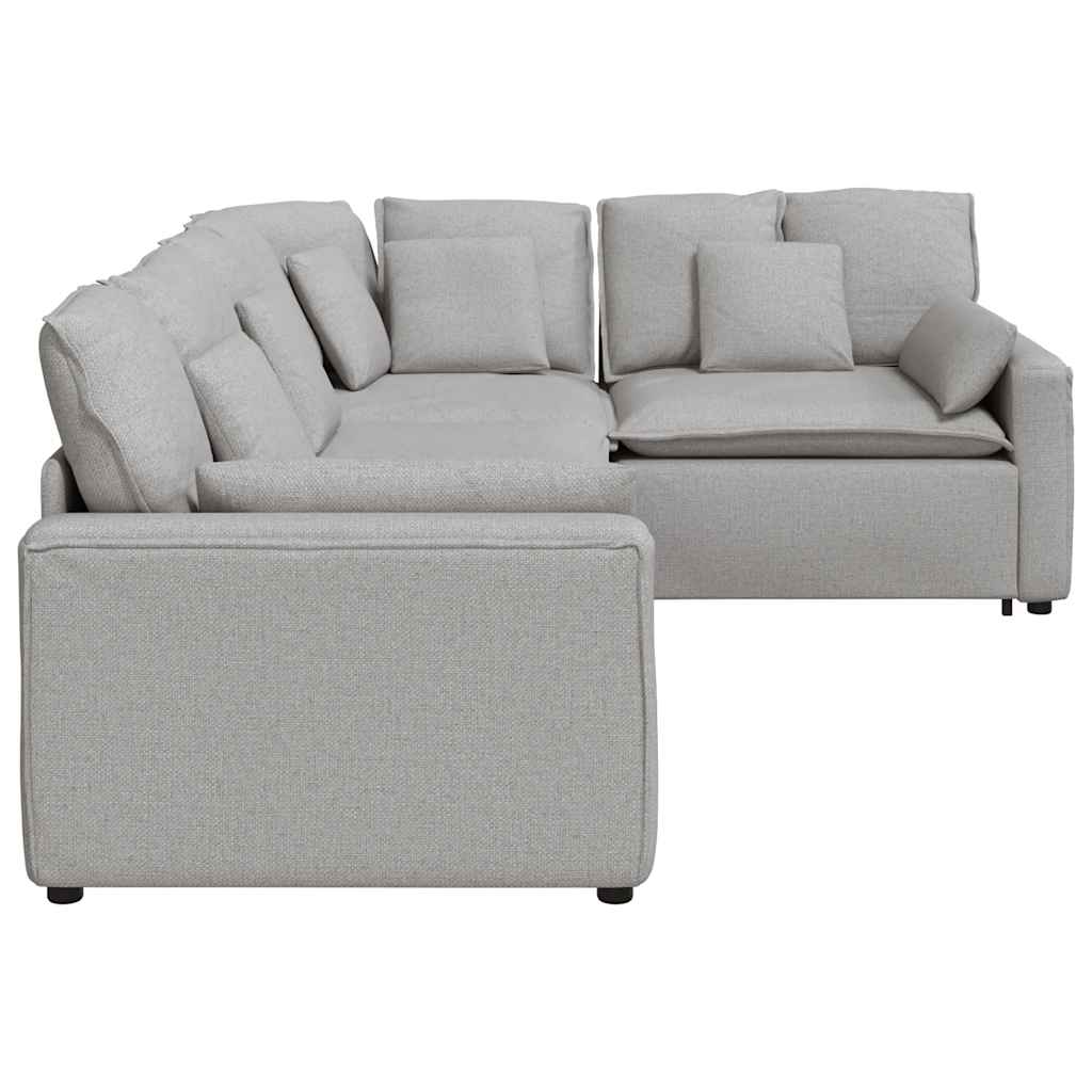 Canapé modulable avec coussins en tissu gris nuage - XIOS