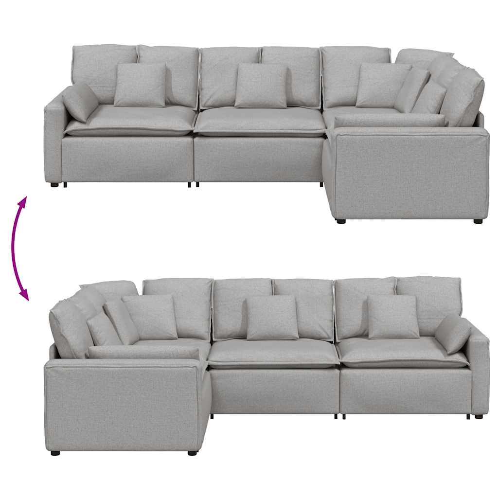 Canapé modulable avec coussins en tissu gris nuage - XIOS