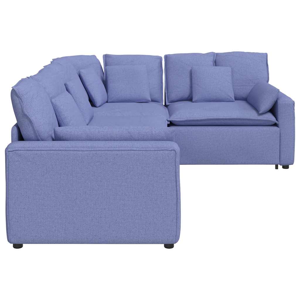 Canapé modulable avec coussins en tissu bleu jean - XIOS