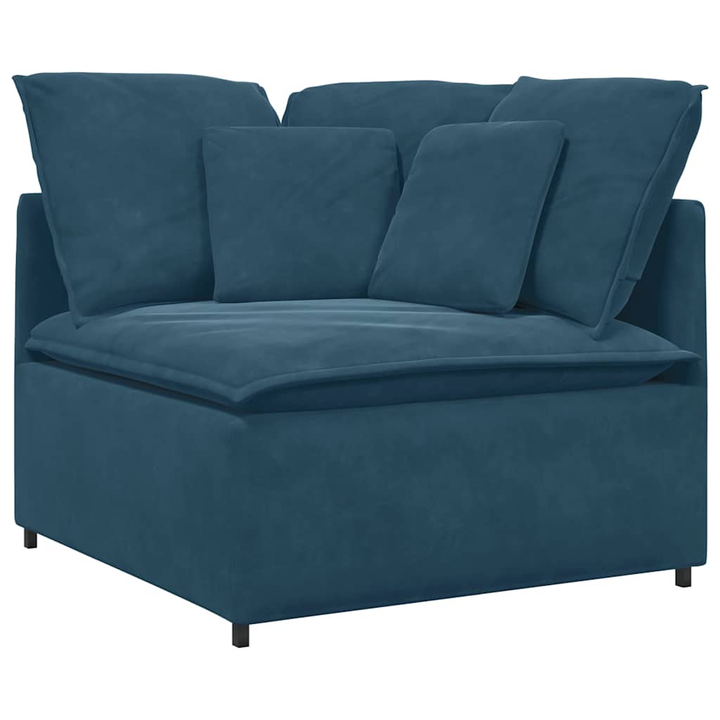 Canapé modulable avec coussins velours bleu