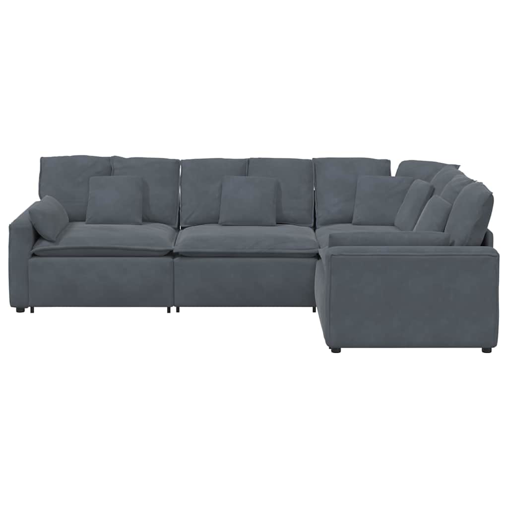 Canapé modulaire avec coussins en velours gris foncé - XIOS