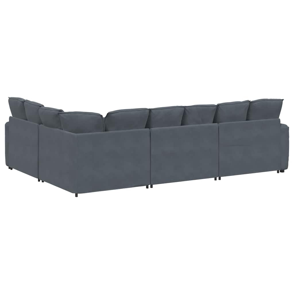 Canapé modulaire avec coussins en velours gris foncé - XIOS