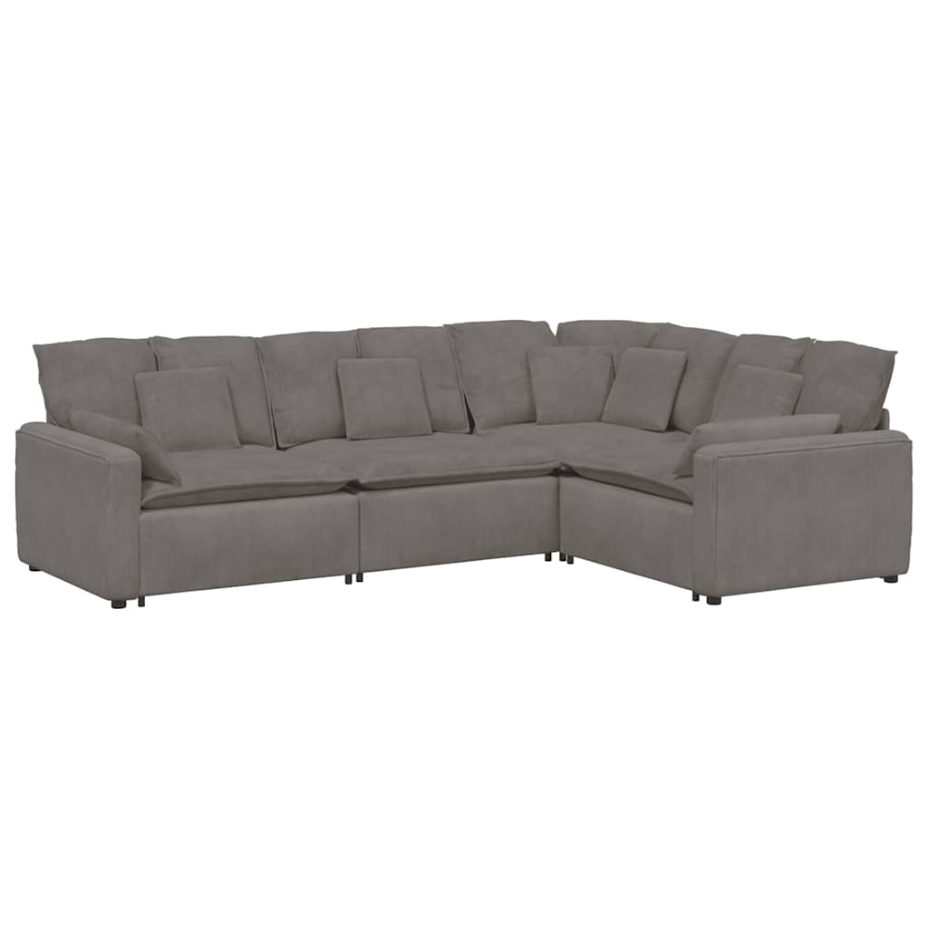Canapé modulable avec coussins en tissu velours côtelé gris clair - XIOS