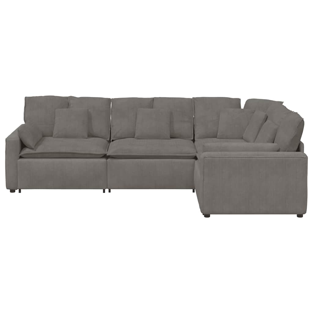 Canapé modulable avec coussins en tissu velours côtelé gris clair - XIOS